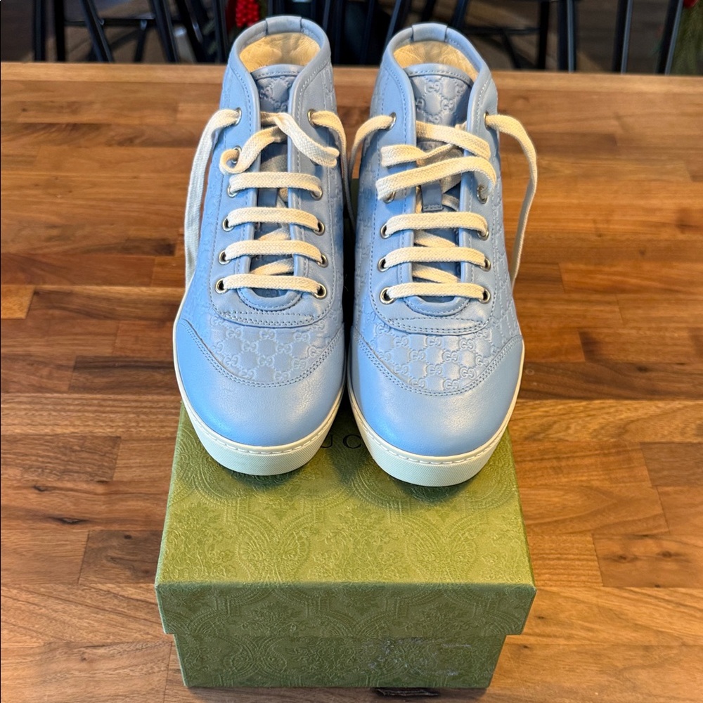 Gucci Light Blue High-Top Sneakers
